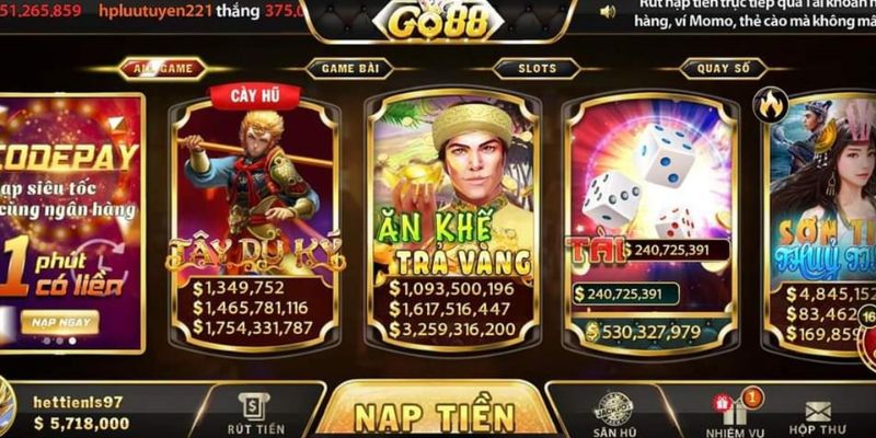 Đa dạng các trò chơi Go88